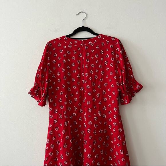 Madewell Silk Ruffle-Sleeve Button-Front Dress in Little Lilies - Picture 7 of 7